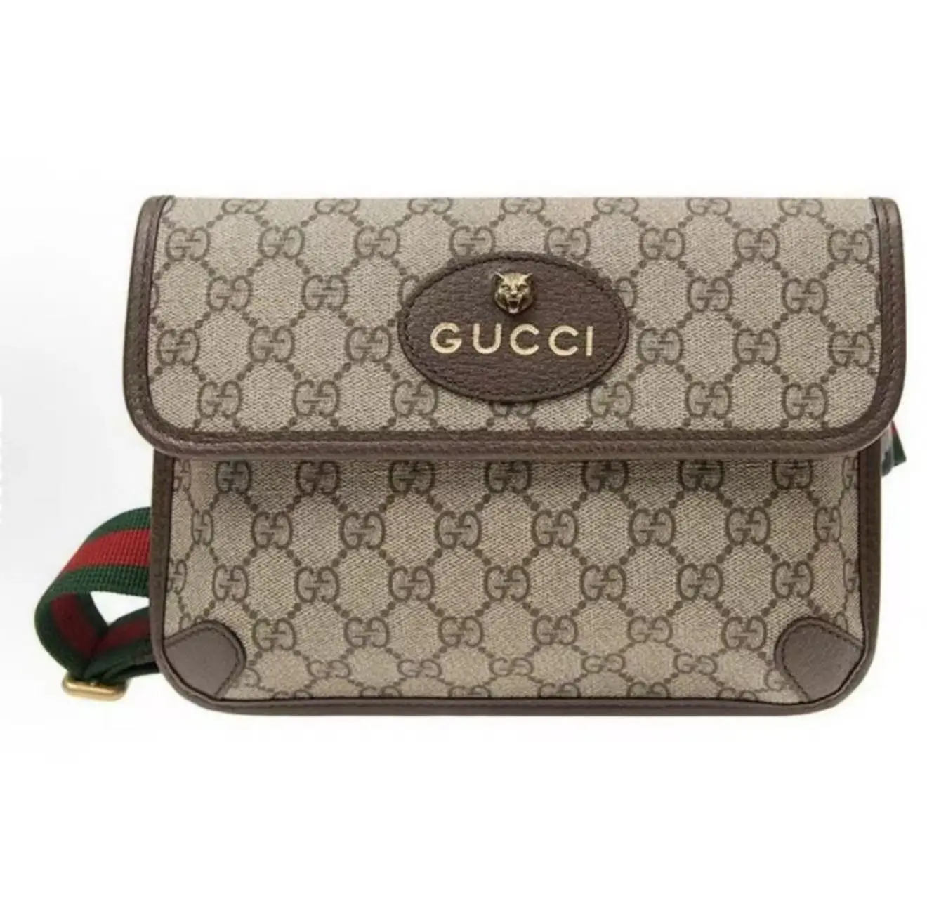 Pre-owned GUCCI Neo Vintage GG Supreme belt Tiger Head bag