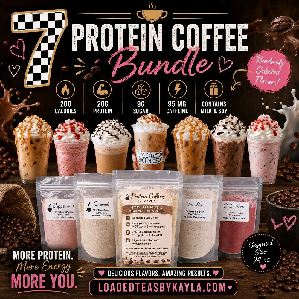 7 Protein Coffee bundle.  Try something new or stock up with our coffee bundle. 7 single individual serving. Make them hot, iced, or blended.