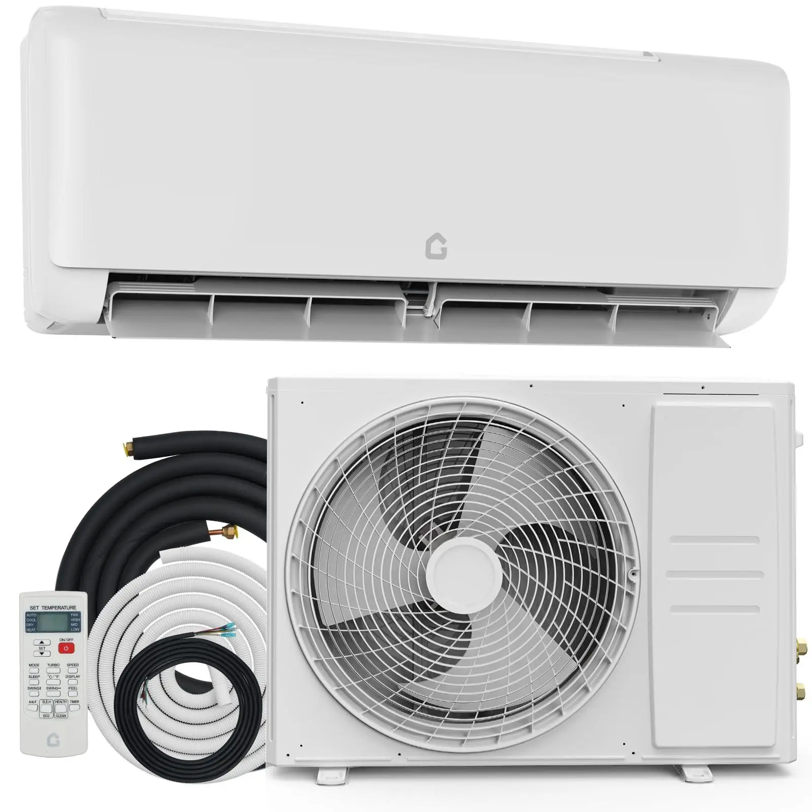 12,000 BTU Mini Split Air Conditioner with Heat Pump, 18.5 SEER, Cools Up to 750 Sq. Ft, Energy Efficient Inverter AC with Installation Kit & Remote, Ductless AC Unit with Pre-Charged Condenser
