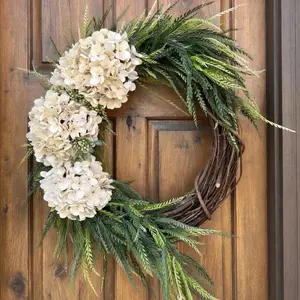 Hydrangea Wreath – Farmhouse Door Hanger, All-Season Decor-available in multiple colors!!