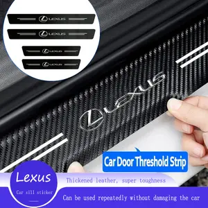 Car Door Threshold Carbon Fiber Door Sill Protection Strip Scuff Plate Decorative Sticker Badge Accessories For Lexus