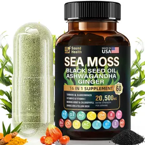 Sea Moss Wild Organic methylated prenatal vitamins 8000mg Sea Moss, 10000mg Shilajit, Ashwagandha 2000mg Black Seed Oil - 2 Bottles