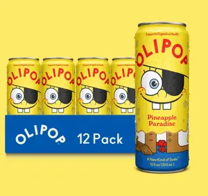 OLIPOP Pineapple Paradise Prebiotic Soda – Tropical Pineapple Mandarin Drink (Pack of 12)