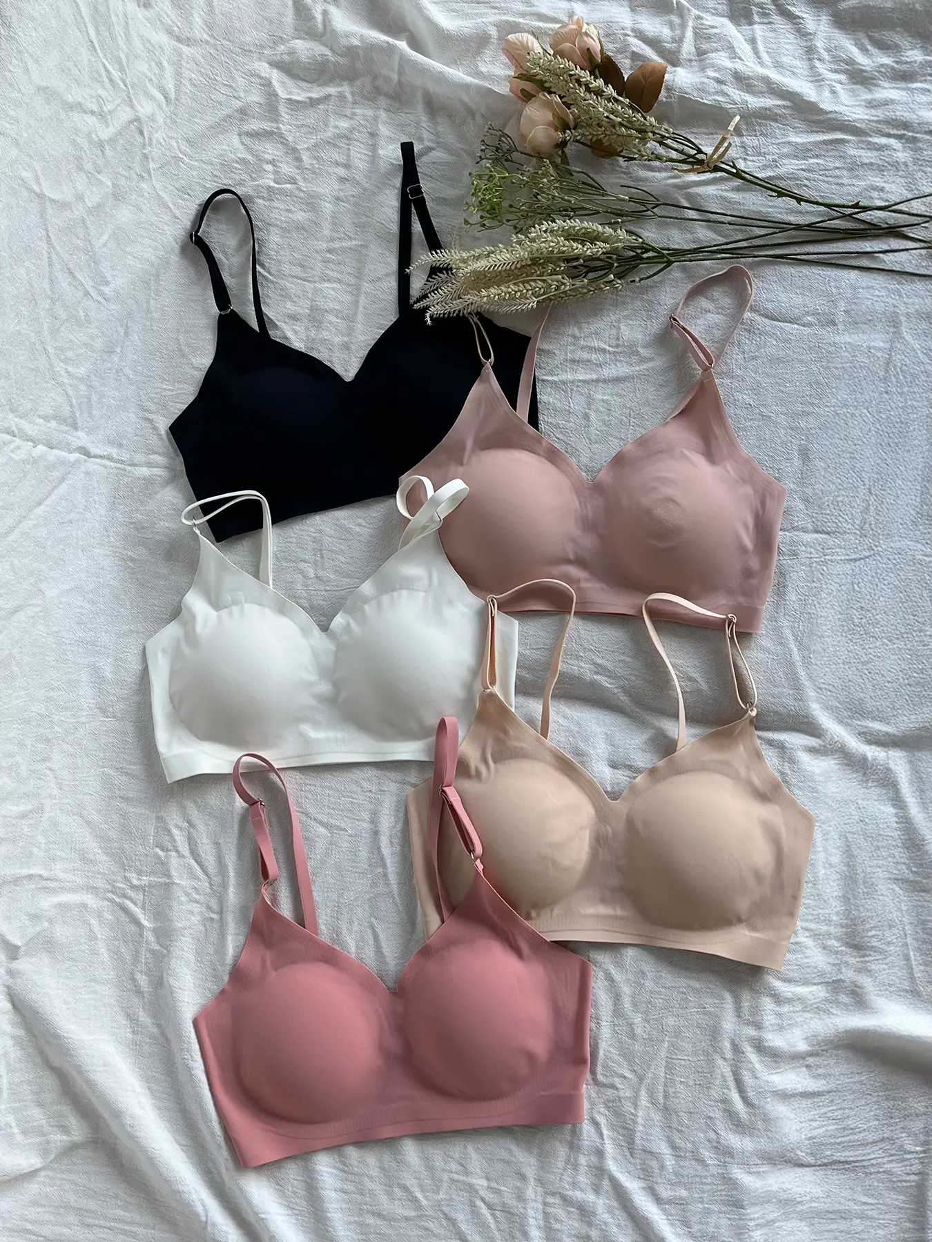 Women's Valentine's Day Solid Wireless Seamless Bra, Autumn Winter Printed Bras, Soft Breathable Comfort Versatile Style, Women's Lingeries for Daily