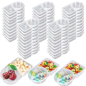 20/40Set Reusable Snack Containers | Double Compartment + Lids/Utensils | Snackle Box for Camping/On-the-Go