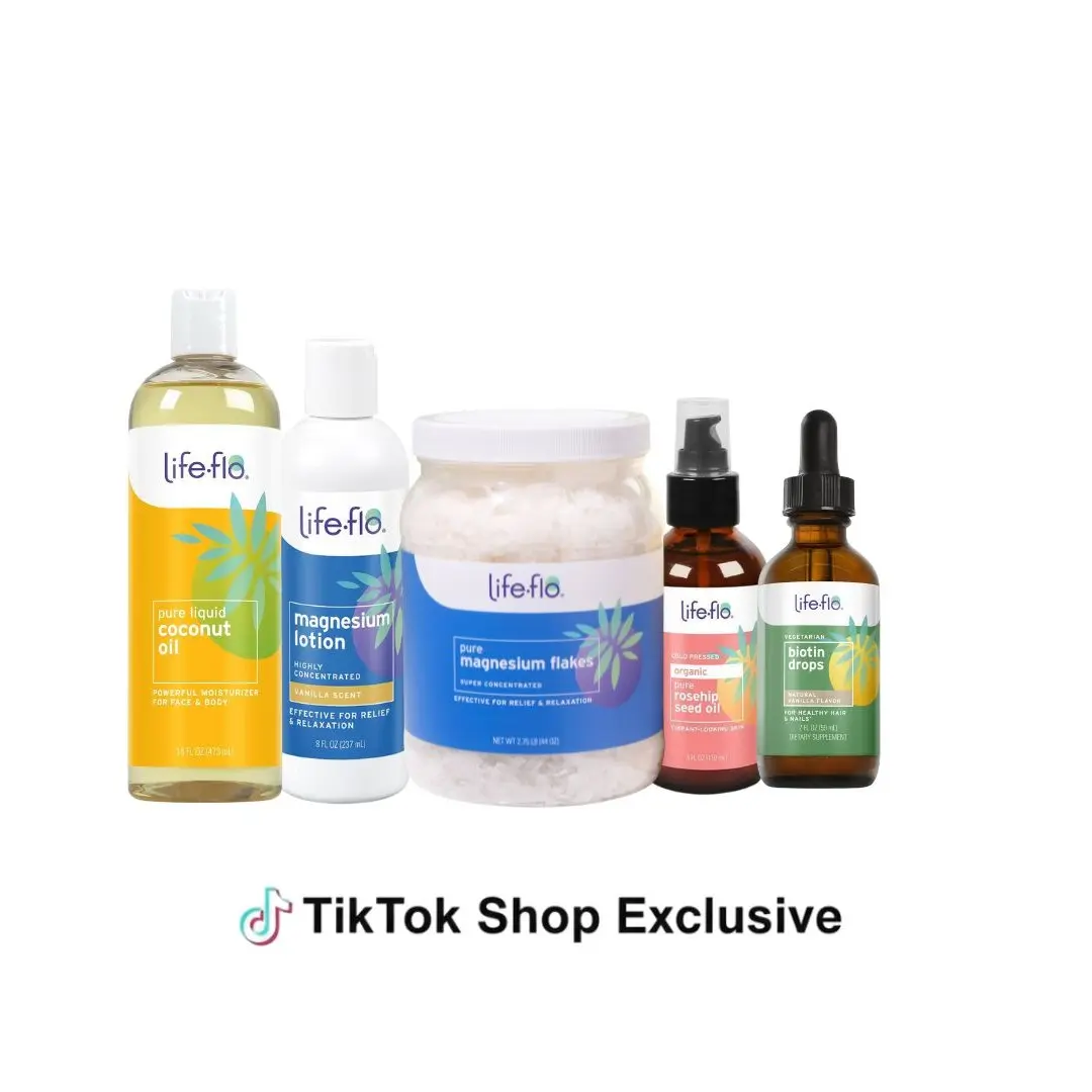The Self-Care Collector Bundle - Pure Magnesium Flakes, Magnesium Lotion, Coconut Oil, Fractionated, Pure Rosehip Oil Organic, Biotin Drops