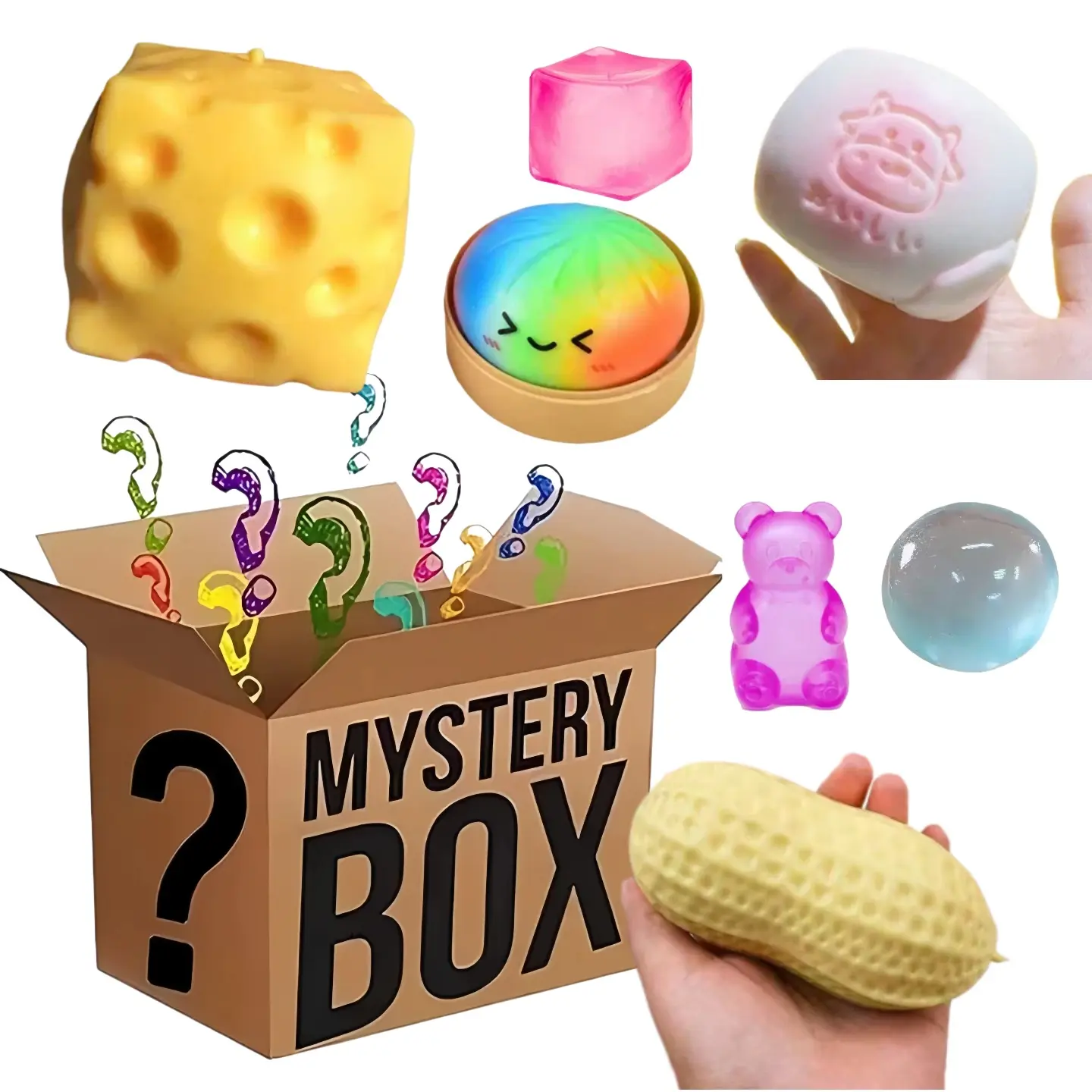 Soft Silicone Unisex Dumpling Squishy Fidget Accessory - 1pc per Blind Box (Not 7pcs), Cheese, Butter, Jiaozi, Baozi, Peanut, Duck, Natasha Mochi Designs, Stress Relief Relaxation Item (Toys & Hobbies, Classic & Novelty Squishies Toys), Fidget Toys