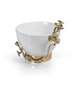 Tavolo Tapered Ceramic Bowl with Floral Trim