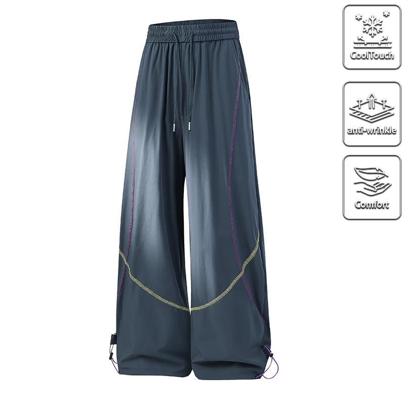 Viral Y2K Unisex Baggy Parachute Cargo Pants, High Waist, Cool Touch Anti-Wrinkle Comfort Streetwear Trousers, Summer Essential, Trendy Oversized Wide Leg Pants for Men & Women