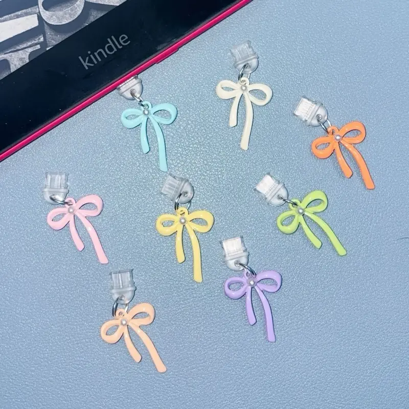 Personalized Kindle Charm | Pastel Bow USB-C / Micro USB Dust Plug