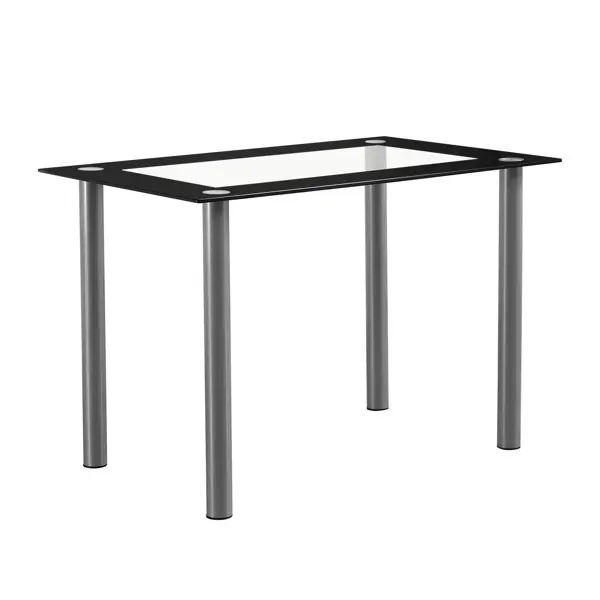 110cm Dining Table Tempered Glass Dining Table outdoorfun,Modern 43" Dining Table ONLY, Frosted Glass Kitchen Table with Black Stripes, 8mm Heavy Duty Tempered Glass Dinner Table for 4, Chairs Not Included