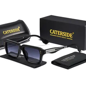 CATERSIDE Fashion Sunglasses for men Square Vintage Gradient Lens Sun Glasses Metal Decoration Unisex for Outdoor Travel Party Gifts UV400
