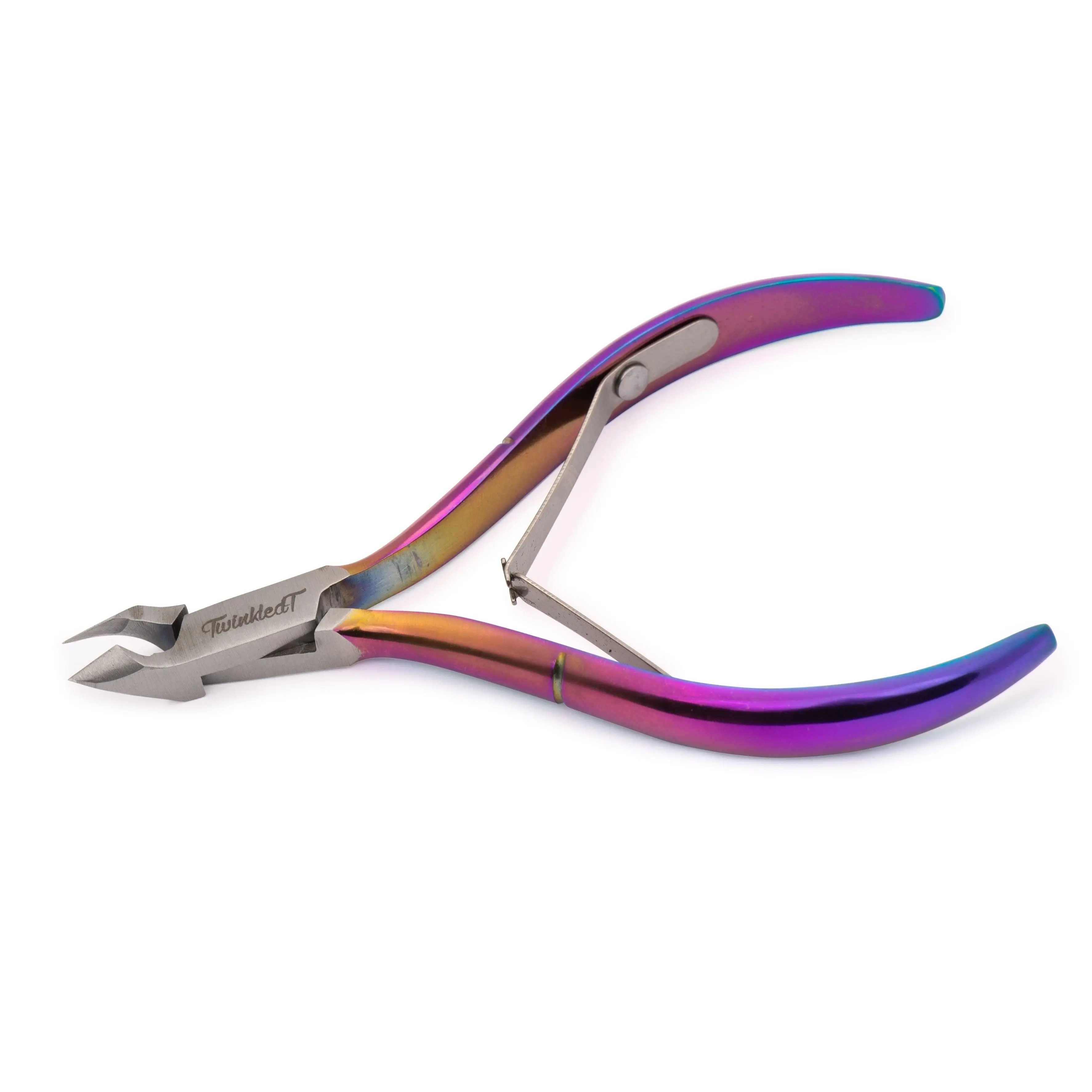 Twinkled T Stainless Steel Cuticle Nippers, Multichrome Cuticle Tools for Nail Care Manicure, Nail Tech Supplies