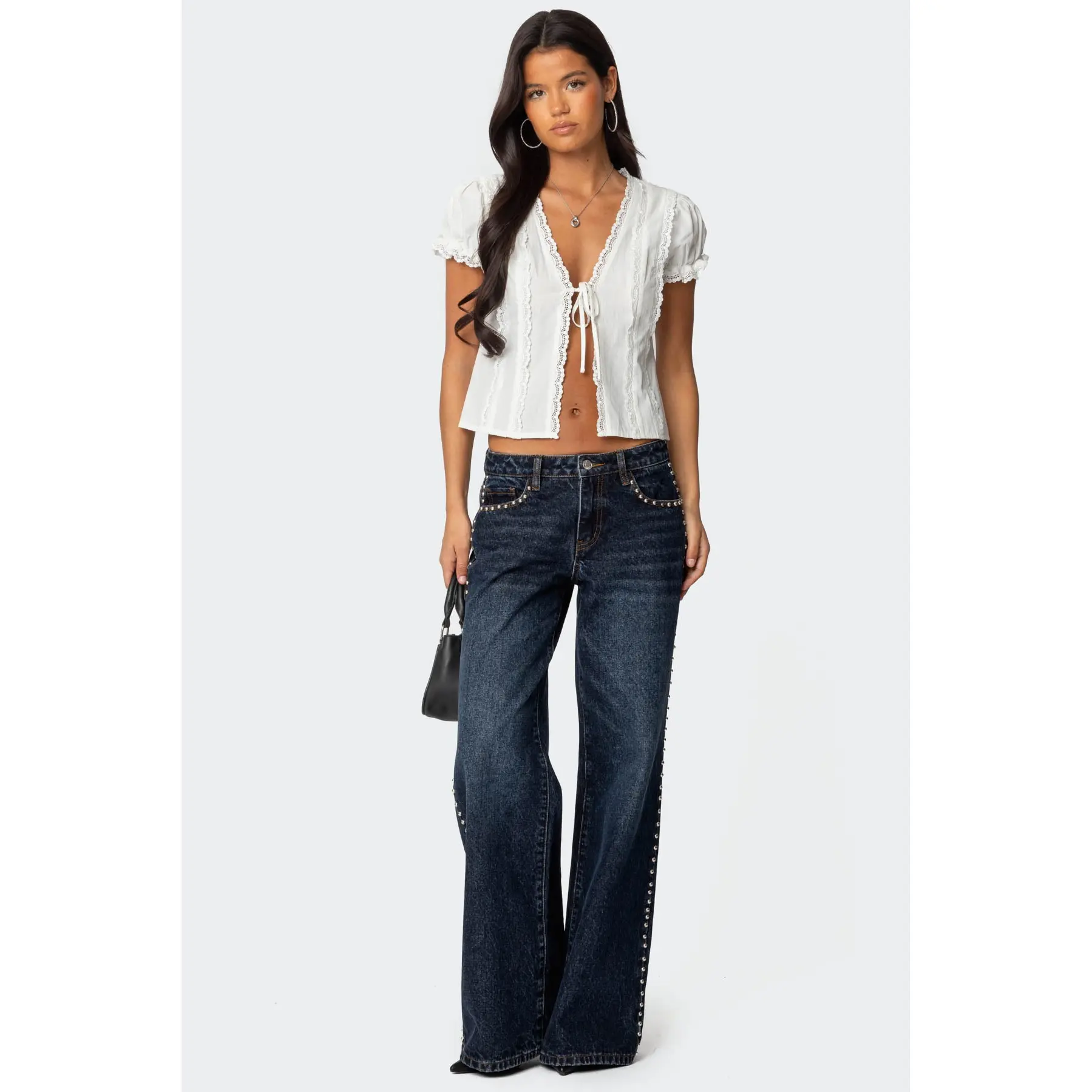 Stassie Studded Low Rise Baggy Jeans