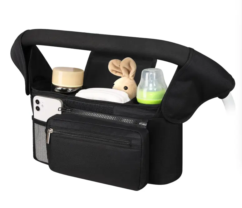 Stylish & Smart! Universal Stroller Organizer w/ Insulated Cup Holder, Detachable Phone Bag & Shoulder Strap – Oxford Fabric Caddy Fits Uppababy/Baby Jogger/Britax – Mom’s chic carryall on wheels!