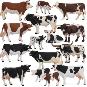 Solid Realistic Farm Animal Model Set, Animal Shaped Figurines Including Cow Figurine for Home Decor Statues, Cow Figurine Figurines