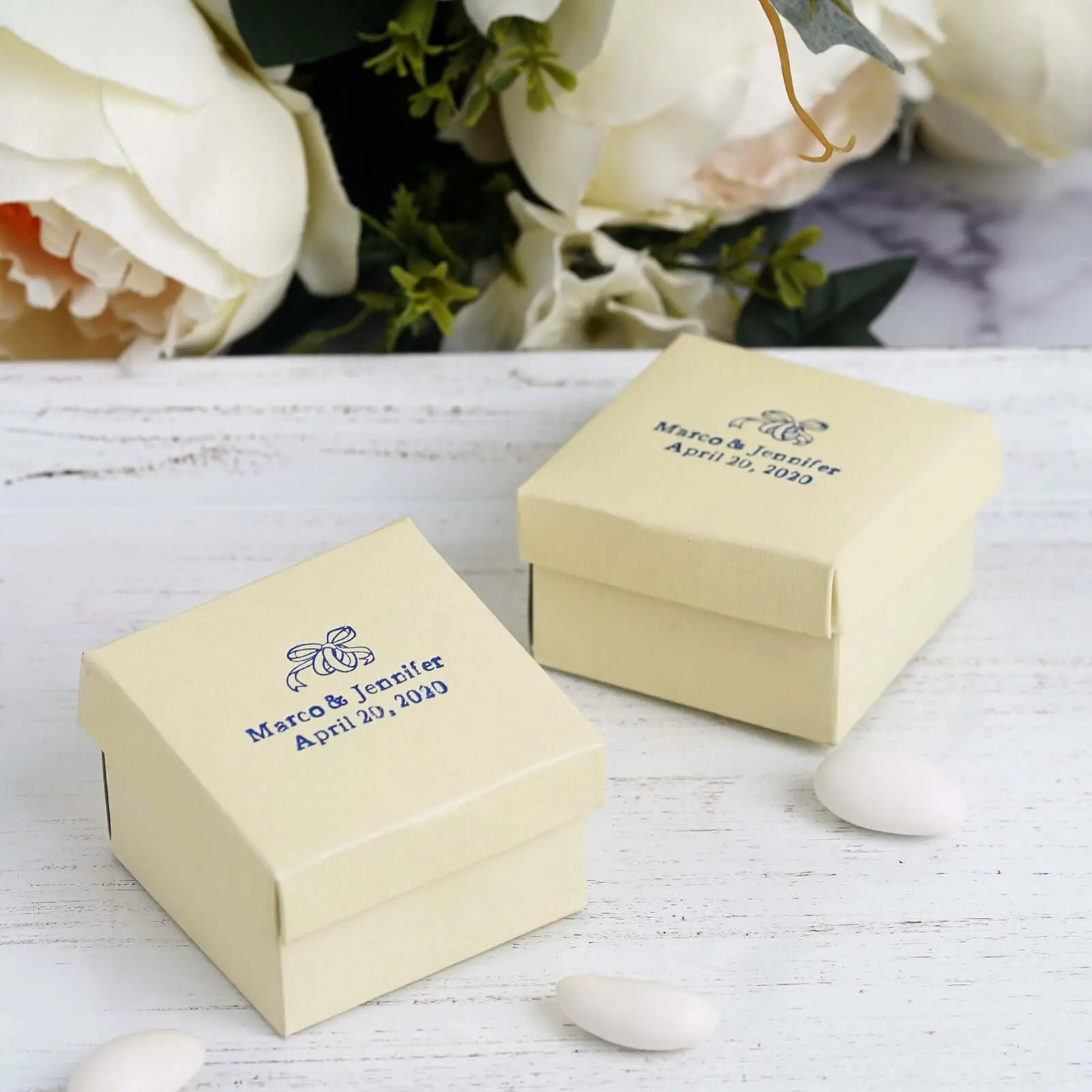 100-Pack Personalized Customizable Gift Boxes with Removable Lid, Hot Foil Print & Design, 2.5"x1.5" Containers for Gifting, Office Stationery Wrapping Wedding Party Favors