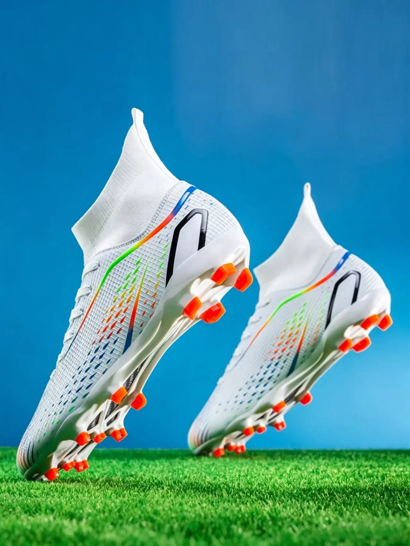 New Anti-Slip Soccer Shoes Long Nails Short Nails High Top Men Women Wear-Resistant Artificial Grass Competition Training Indoor Outdoor Football Sports Shoes Soccer Cleats Football Field Boots Turf Shoes