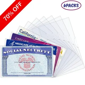 6 Pack Social Security Card Protector Sleeves, Ultra Clear & Durable 31Mil Waterproof SSN/New Medicare/Credit Card Holder, Soft ID/Debit/Credit/Index Card Storage Sleeves