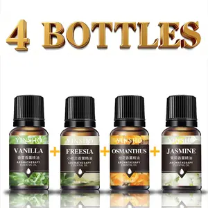 4 pcs (vanilla + freesia + osmanthus + jasmine) Essential Oils Set, Relaxing Aromatherapy Scents, Liquid Fragrance for Diffusers & Car Air Fresheners