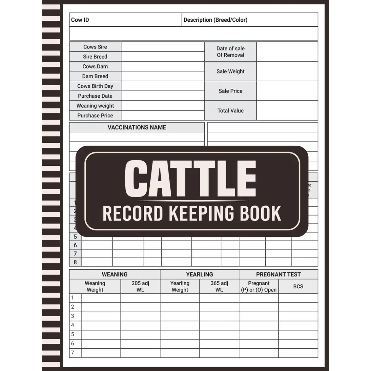 Cattle Record Keeping Book: Keep Your Ranching and Livestock Organized, Planning Calendar, (8.5 x 11 Inches) 110 Pages Paperback – July 24, 2024