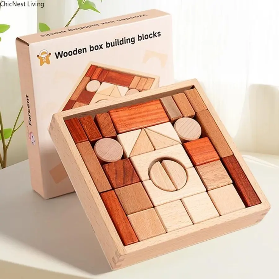 Wooden Building Block Puzzle - Montessori Early Educational Learning Tool for 5-7 Age Kids, Box-Packed Stress-Relief Classic Novelty Toy, Montessori Puzzles Gift, Wooden Puzzle