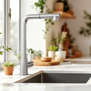 Kitchen Faucets with Pull Down Sprayer Stainless Steel Finish Adjustable Design for Versatile Water Control Modern Touch Durable Material