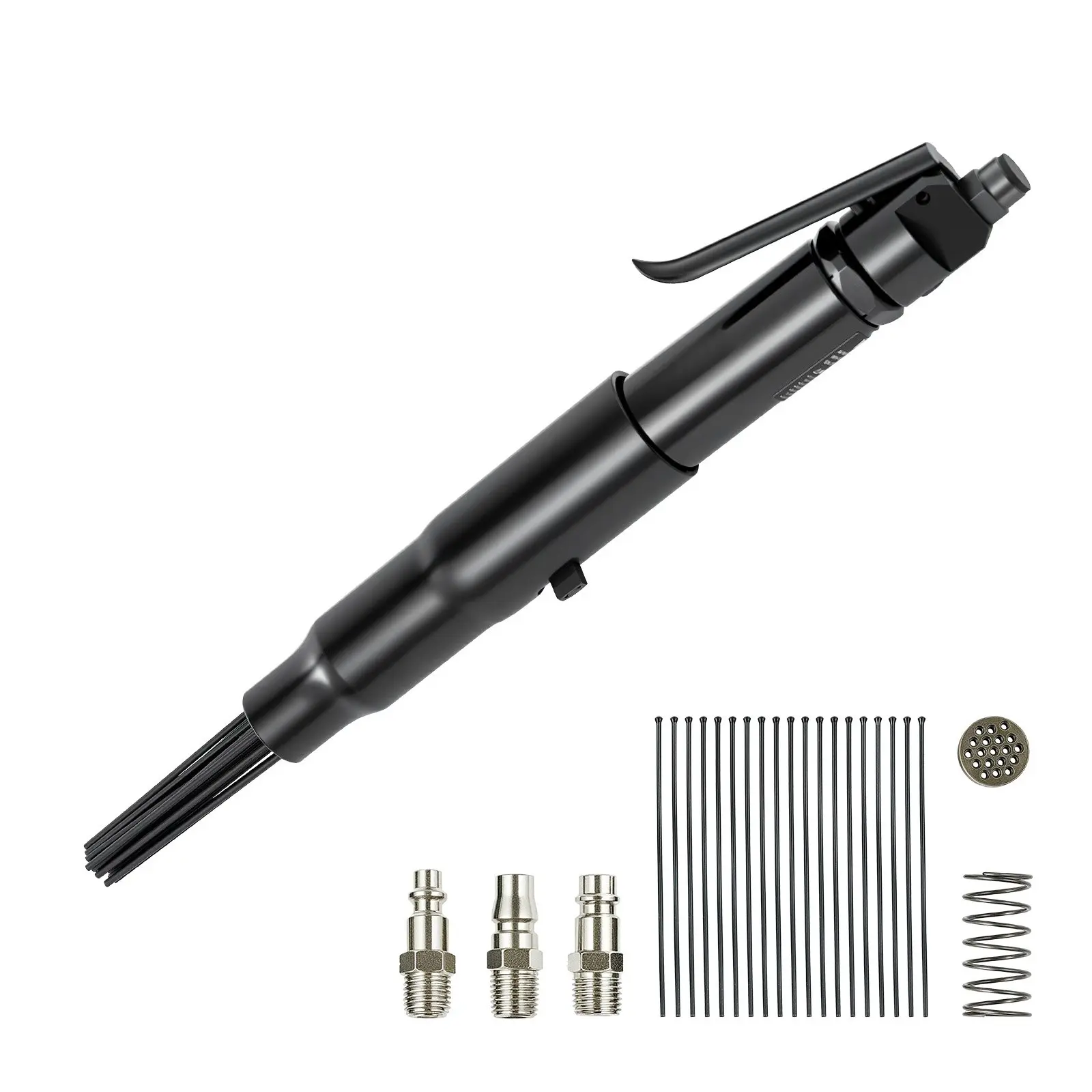 VEVOR Air Needle Scaler, 3400BPM Pneumatic Scaler for Rust Paint Removal - with 3-Speed Adjustment, 19 Hardened Needles 3 Air Nozzle Connectors - Lightweight, Compact Ergonomic Grip