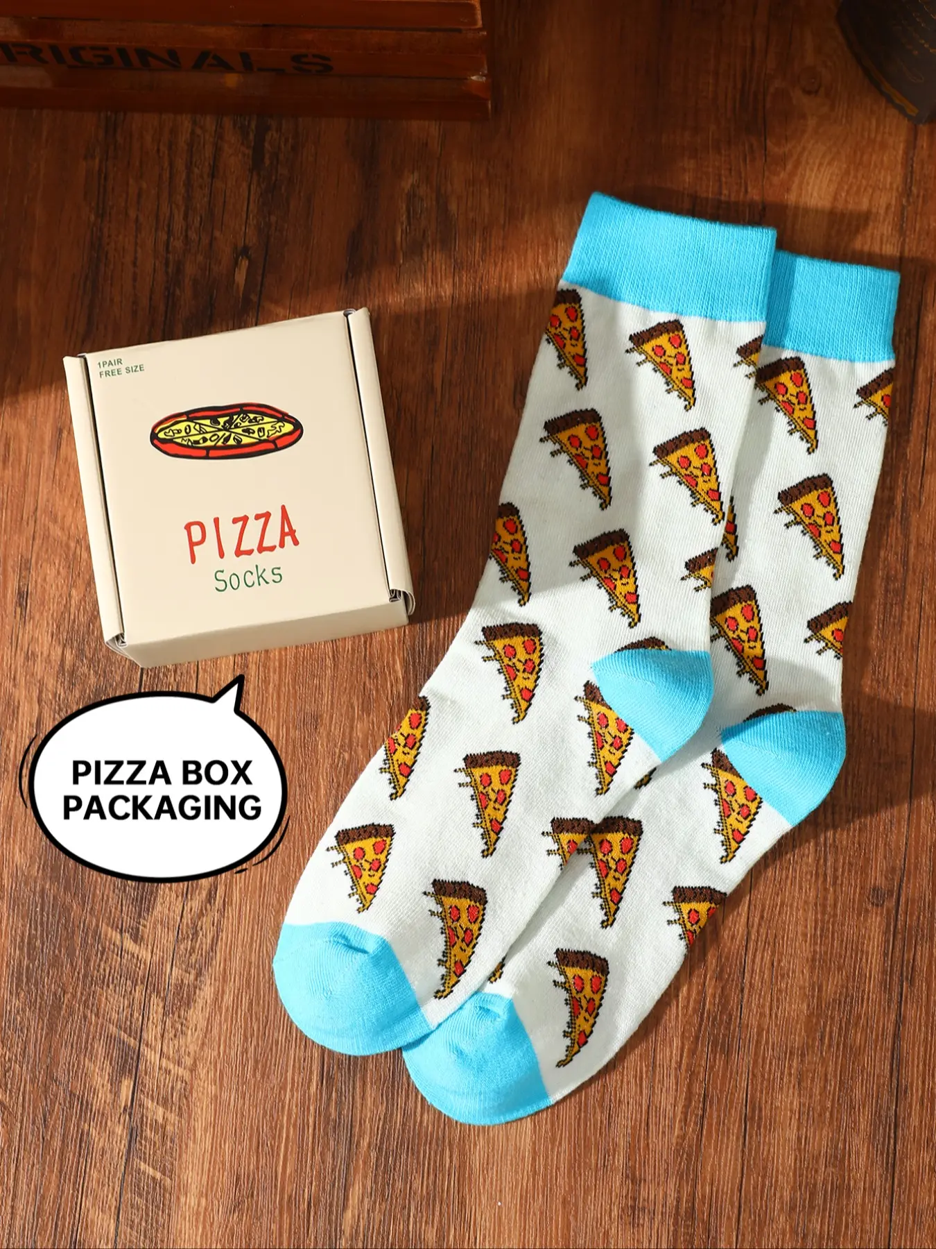 Cute Fun Food-Inspired Pizza Socks Gift Box Set, Autumn Winter Mid-Calf Tube Socks Unisex Long Soft Knit Socks, Perfect for Gifts & Daily Wear