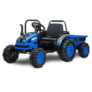 GARVEE Electric Ride On Tractor with Trailer Featuring Remote Control, Unload Button, Music, LED Lights, Audio System, Safety Belt, and Powerful 35W Dual Motors - Perfect Toy for Boys and Girls