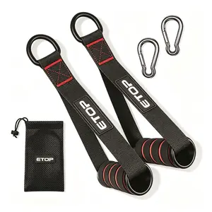 Heavy Duty Gym Exercise Handles Set with Metal Carabiners & Storage Bag, Comfort Foam Grip Cable Machine Pull-Down Attachments for Resistance Bands, Pilates Strength Training