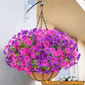 Artificial Hanging Flowers for Outdoors, UV Resistant FakeFlowers with Hanging Baskets, Artificial Flowers forDecoration Outdoors Garden, Spring Decor for PatioPorch(Mixed Color)Without container