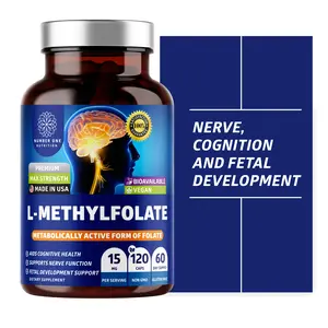 Number One Nutrition Premium L-Methylfolate 12.75MG, Extra Strength 5-MTHF Active Methylfolate Supplement for Energy and Cognitive Support, Gluten-Free and Non-GMO, 120 Capsules