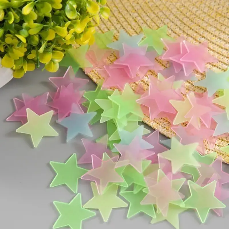 300Pcs Luminescent Glow-in-the-Dark Star Stickers, Decorative Ceiling Wall Art for Kids’ Bedroom Aesthetic Look, Party Decorations for Galaxy Theme Baby Nursery