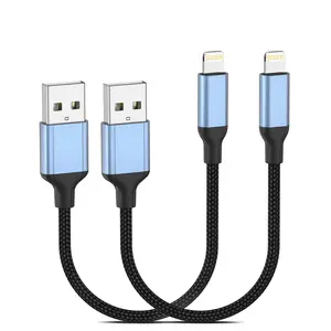 2 FT iPhone Charging Cable, 2 Pack [MFi Certified] USB to Lightning Cable 2ft for Car Fast Charging Braided Short iPhone Cord Compatible with Apple iPhone 14/13/12/11Pro/X/XR/8/7/6s/Plus/SE/iPad