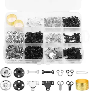 112 Pairs Sewing Hooks and Eyes Closure Set 3 Styles Sewing Skirt Hooks, Sew-on Snaps, Hook and Eye Latches for Trousers Skirt Dress Bra Sewing DIY Crafting