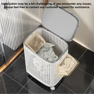 UFORU Laundry Basket with Wheels, White & Gray, Ventilated & Odor-Resistant, Portable Rolling Storage with Lid, Size Details in SKU Images, Assembly Guide in Main Image & Description