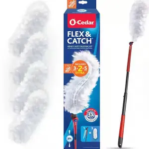 O-Cedar Flex & Catch Heavy Duty Dusting Kit Includes 3+2-5 Extra Microfiber Dusters for Efficient Cleaning