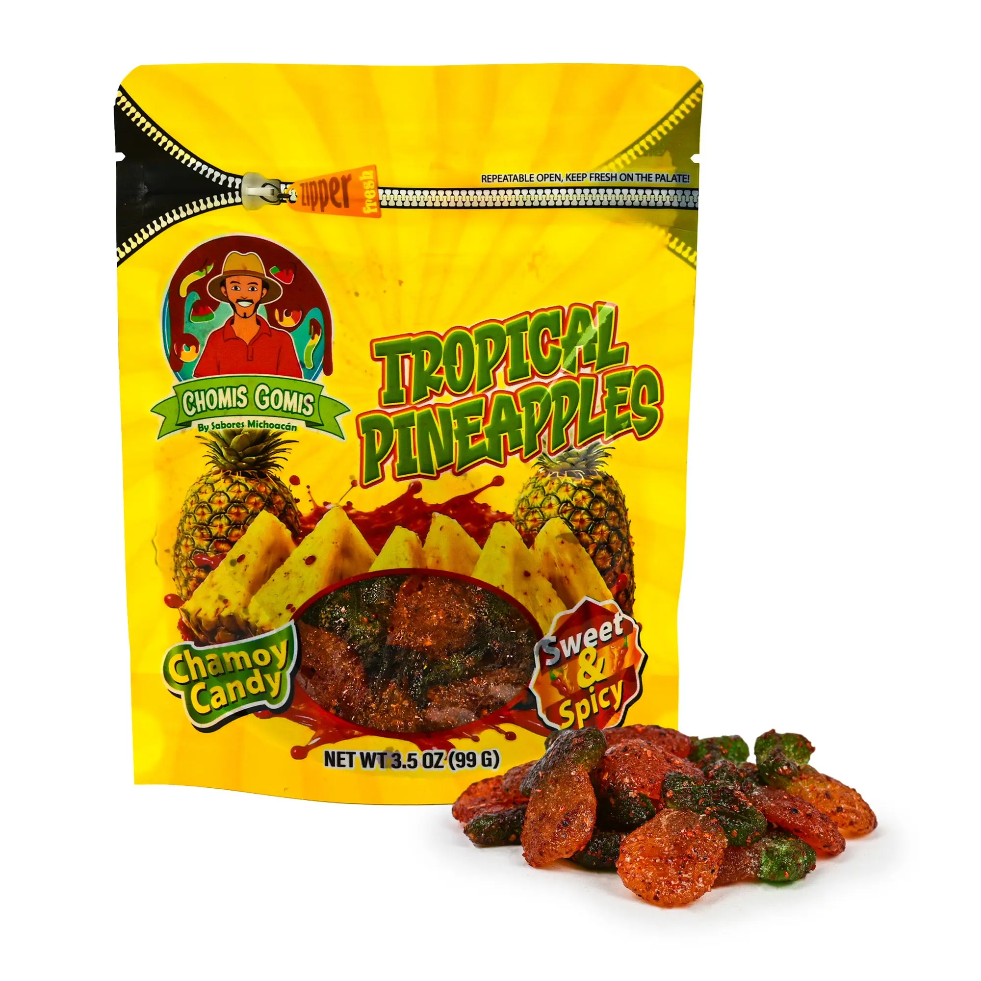 Tropical Pineapple-Chamoy Flavor Sweet Candies, Chewy Snack Treat