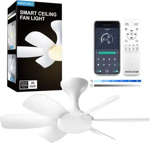 Socket Ceiling Fan with Lights & Remote App, Dimmable 3-Color, Reversible Motor, Easy Screw-in Installation for Bedroom, Living Room, Kitchen & Garage Multifunctional Lighting