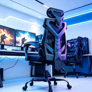 Mr IRONSTONE Ergonomic Office Gaming Chair with Footrest & Adjustable Lumbar Support, High Back Home Desk Chair, 90-135° Tilt Lock and Wide Cushion, Big and Tall Mesh Chairs for Man Woman, Black Task Chair, 400lbs Capacity