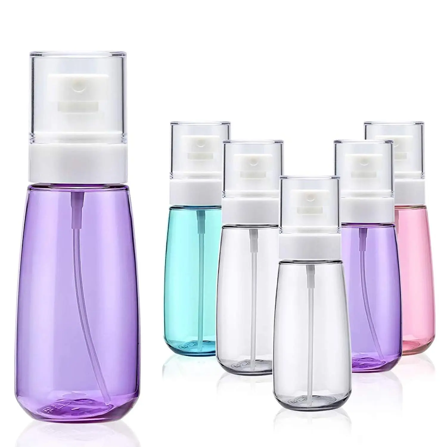 Fine Mist Spray Bottle 3.4oz/ 100ml Empty  Refillable Travel Containers Plastic Hair Spray Bottle Sprayer for Perfume Skincare Makeup Lotion (6color2purple)