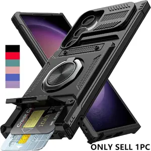Shockproof Phone Case with Card Slot, Phone Protective Cover, Protector, Phone Accessory Compatible with Samsung Galaxy S25 Ultra S24 Ultra S23 Ultra A17 A16 A26 A36 A56, Casing, Cellphone, Smartphone, Protection, Card Slot Feature