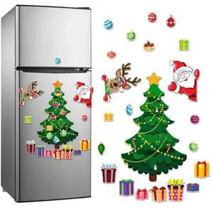 Christmas Themed Fridge Magnet, 1 Set Cartoon Santa Claus & Tree Pattern Fridge Magnet, Magnetic Decoration for Kitchen, Office, Whiteboard, Dishwasher