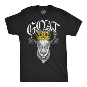 Mens Funny T Shirts Goat King Sarcastic Graphic Novelty Tee For Men Mens Funny T Shirts Cool Vintage Fashion T-Shirt Gift Classic Menswear Funny Animal Short Sleeve Novelty Tees for Guys Black -