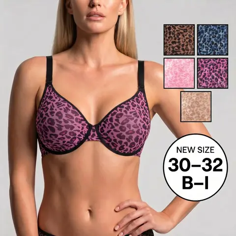 HSIA Leopard Wild Unlined Plus Size Breathable Soft Mesh No Padding Underwire Women Bra Halter Top Bra Womenswear Vneck