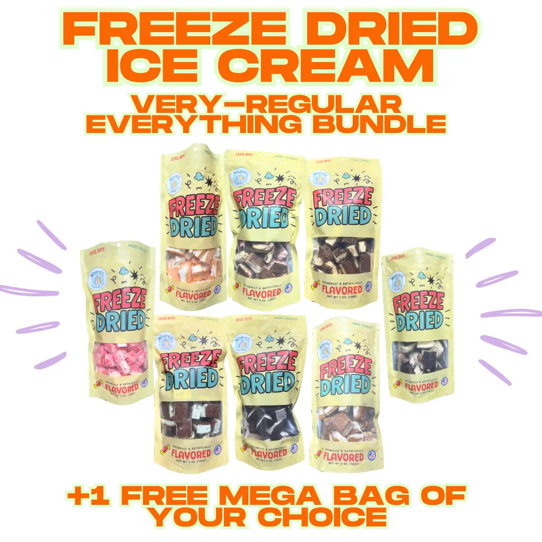 THE VERY-REGULAR EVERYTHING VARIETY BUNDLE - FREEZE DRIED ICE CREAM - 9 Regular Size Bags - CHOOSE One Free BAG