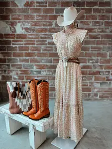 Floral Ruched Maxi Prairie Dress