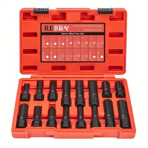 Hot Lug Nut Key Set, SAE & Metric Inner Wheel Lock Removal Sockets Tool Kit For Easy Removal Of Locking Lug Nuts On Aftermarket And Factory Wheels 16-Pieces