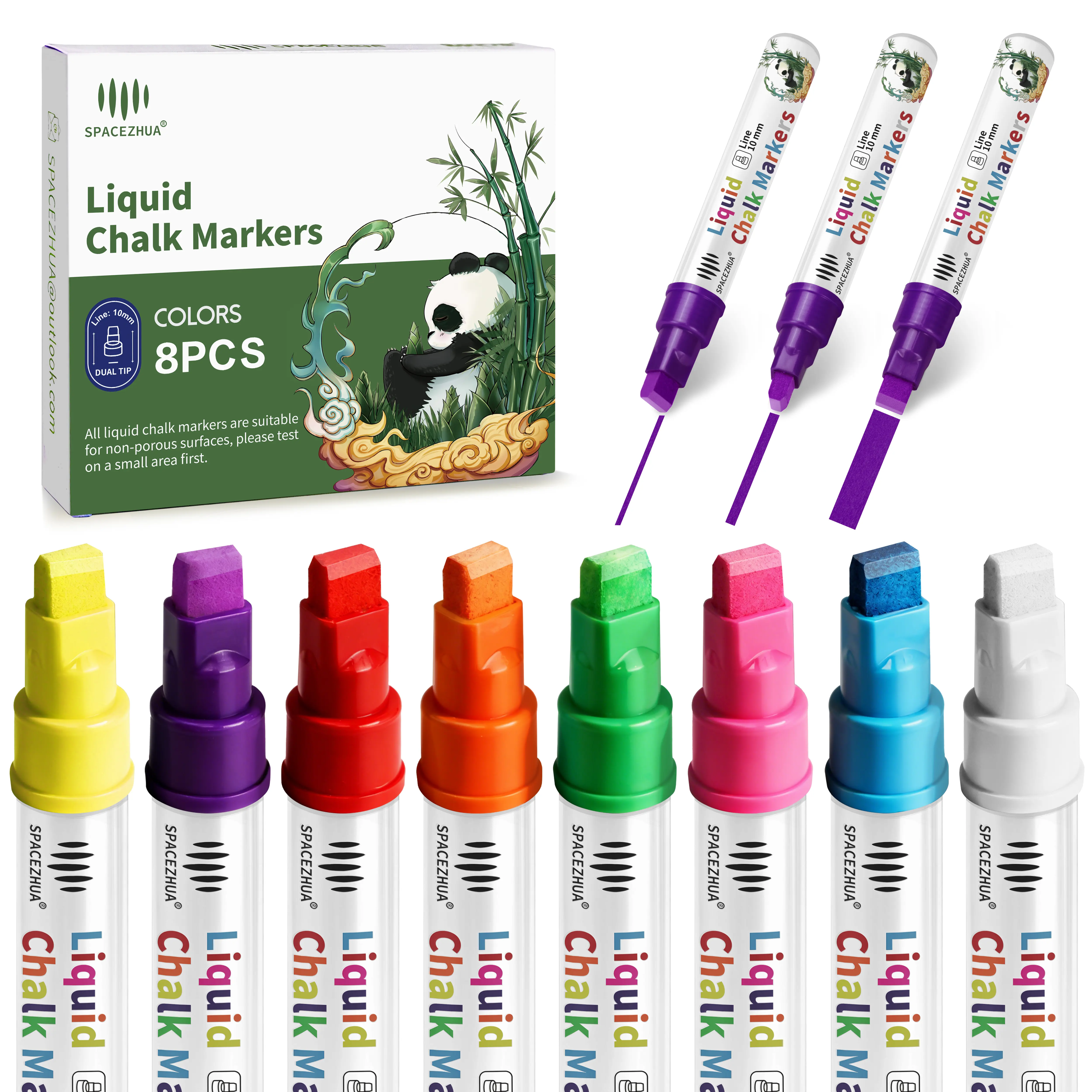 Jumbo Chalk Markers Pens, Wet Erase & Dry Erase, Neon Liquid Chalk Marker Pen with 10mm 3 in 1 Thick Wide Nib for Chalkboard, Whiteboard, Blackboard Signs, Glass, Window, Cars, Mirror